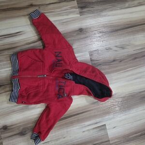 Nautica Red Kids Jacket with Striped Cuffs